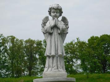 Standing angel on pedestal - full stone