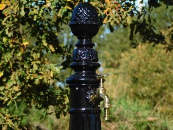 Ornate floor -standing water tap - black - aluminium