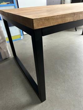 Industrial table - wood - black metal frame - 200 x 100 cm