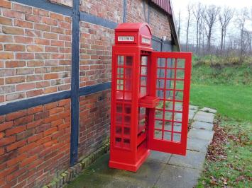 Antique telephone booth, red, made of wood, like jointer, cupboard / wine cabinet!