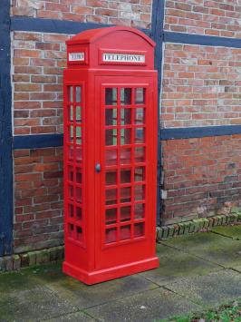 Antieke telefooncel, rood, van hout, zoals voeger, kast / wijnkast!