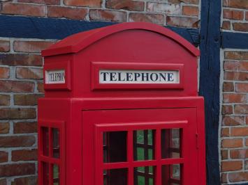 Antieke telefooncel, rood, van hout, zoals voeger, kast / wijnkast!