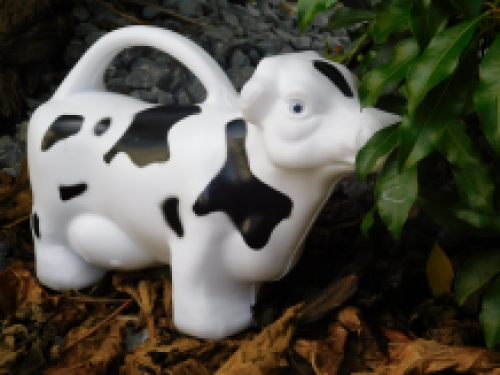 Watering can Cow - black and white - plastic