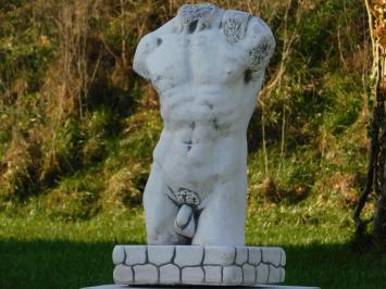 Torso Mann auf Sockel - 100 cm - Massivstein