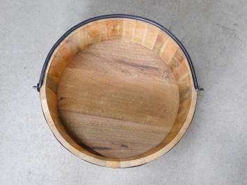 Flower bucket-bucket tub - mango wood - with black metal