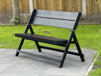 Garden bench black, wooden bench, collapsible