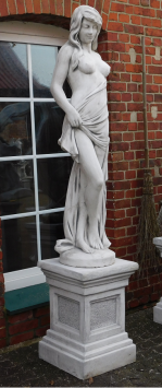 Statue Woman on Pedestal - 210 cm - Solid Stone