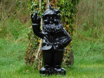 Garden gnome Middle finger XL - 80 cm - Black - Polystone