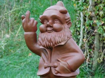 Garden gnome Middle finger XL - 80 cm - Brown - Polystone