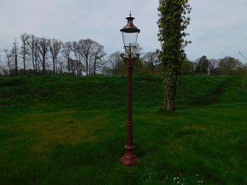 Garden lantern, cast iron outdoor lamp with brass and copper lampshade