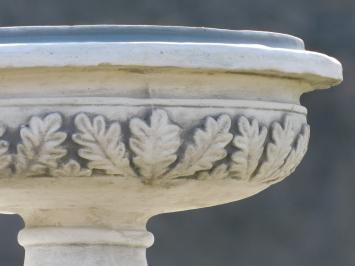 Garden Vase with Leaves on Pedestal - 77 cm - Stone