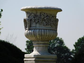 Garden Vase with Grapes on Pedestal - 97 cm - Stone