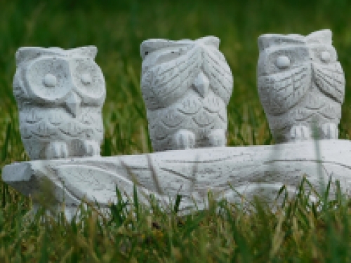 Owls - hear, see & speak no evil - full of stone