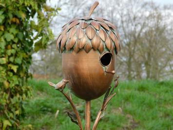 Birdhouse Acorn - Standing - 170 cm - Garden Stick - Copper look