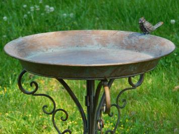 Bird bath with Birdie - 74 cm - Metal - Green/Brown