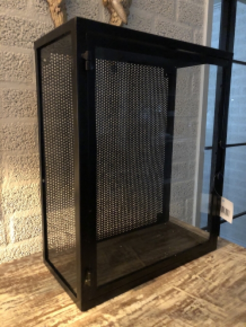 Wall display case, metal black with acrylic glass, very nice!