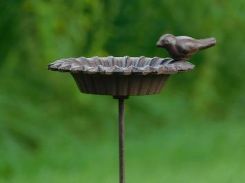 Vogelbad op Pin - Tuinsteker - Gietijzer - Donkerbruin