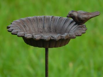 Vogeltränke auf Stift - Gartenstab - Gusseisen - Dunkelbraun