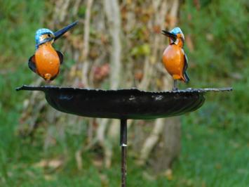 Handmade Feeder with 2 Kingfishers - Garden Stick - Metal