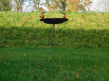 Handmade Feeder with 2 Kingfishers - Garden Stick - Metal