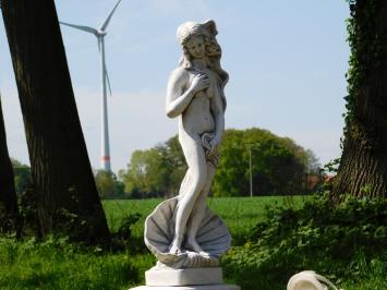 Statue Frau mit Muschel auf Sockel - 140 cm - Stein