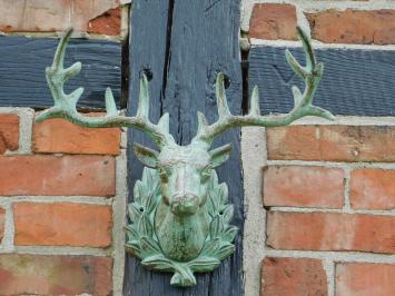 Wall ornament Deer - Green/Brown - Cast iron