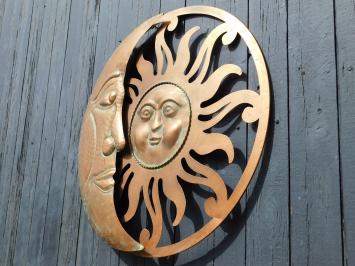 Wall ornament Sun and Moon - 60 cm - Round - Copper look