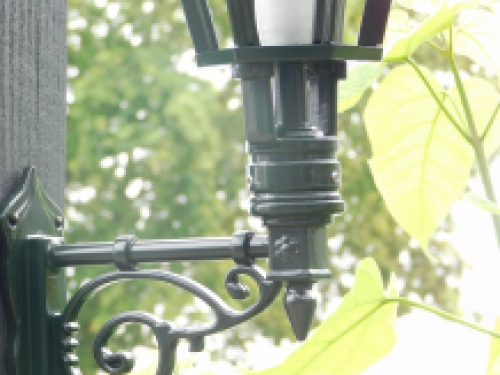 garden lamp, aluminum - green, decorative arm + small shade - garden decoration