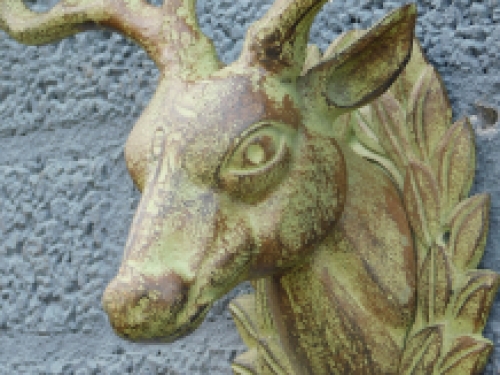 Wall ornament Deer - green/brown - cast iron