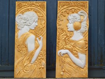 Set of 2 Wall plates - Art Nouveau - MGO - Wall ornament