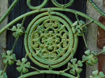 Vintage Wall Rack with Hooks - Old Green - Wrought Iron