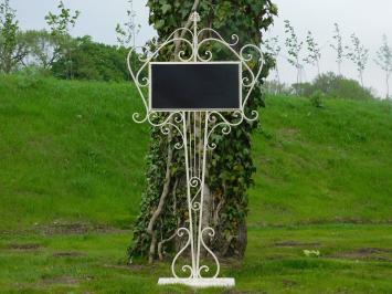 Welcome sign on stand - wrought iron white
