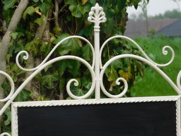 Welcome sign on stand - wrought iron white