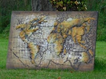 Wall ornament World map in 3D - Metal - 120x80 cm