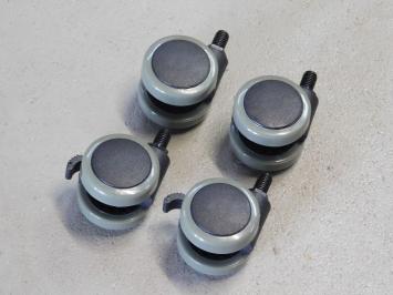 Set of 4 castors - Black with Grey - Plastic