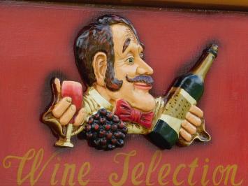 Classic Wall Sign Wood -Wine Selection - 3D