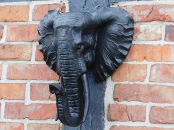 Black Elephant Head - Wall decoration - Polystone