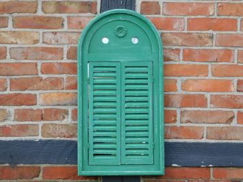 Mirror with wooden frame and doors - vintage green