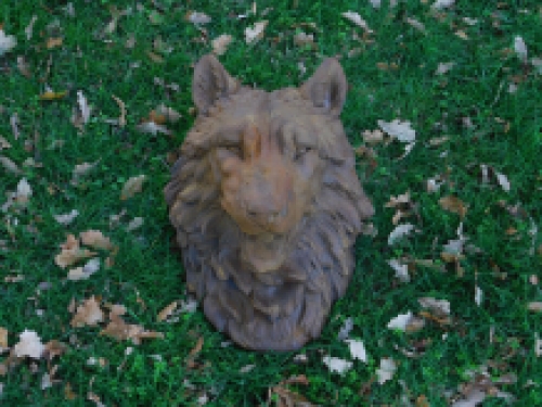 Wolf's head - polystone - in oxide - wall decoration