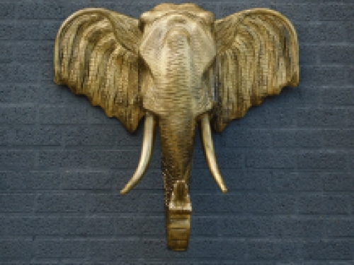 Large wall ornament of an elephant, gold-black look, very large and sturdy!