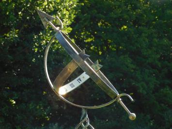 Large Ornate Sundial - 77 cm - beautiful ironwork with brass bowl